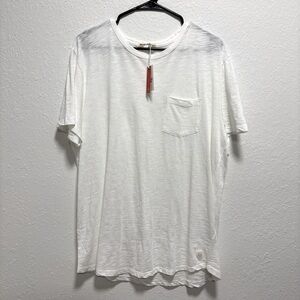 NWT Marine Layer Large Saddle Hem White Pocket Tee Shirt 100% Cotton